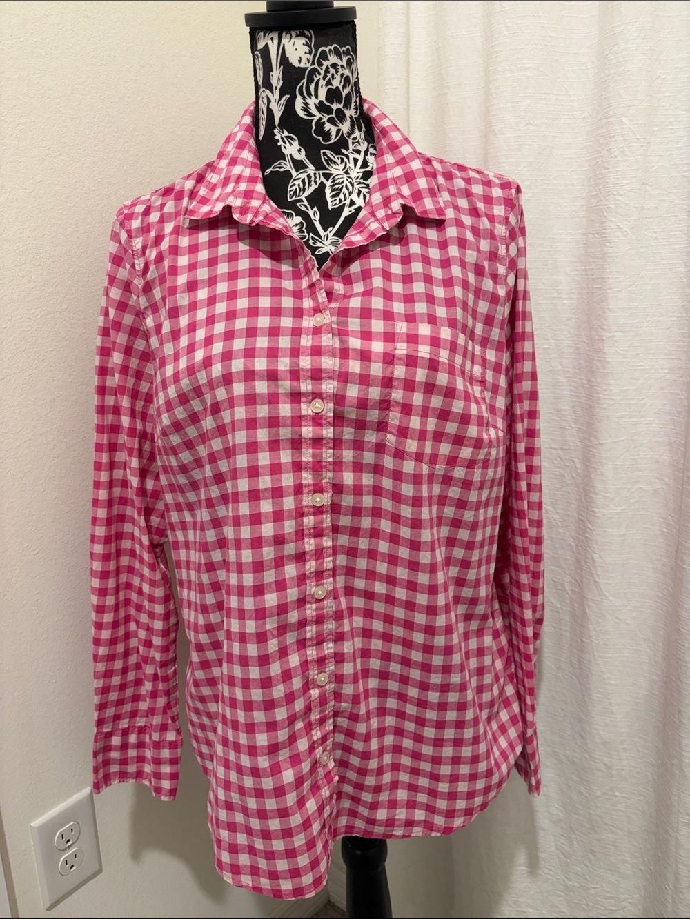 J. Crew Cotton Pink & White Gingham Button-Down Shirt